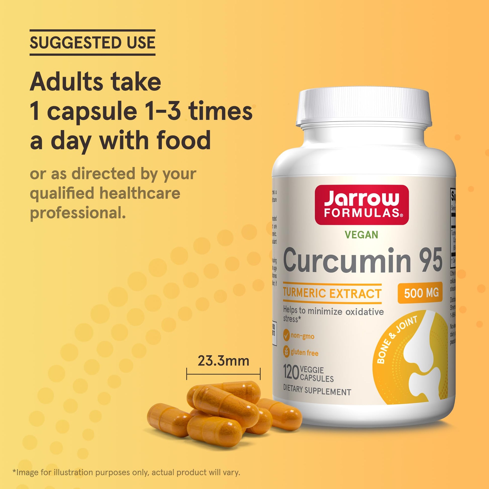 Jarrow Formulas Turmeric Curcumin Supplement - Curcumin 95, Turmeric Supplements, 500 mg for Antioxidant & Joint Support, 120 Capsules - Nirvana Guru