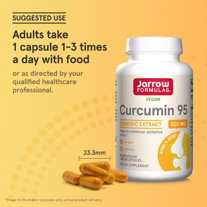Jarrow Formulas Turmeric Curcumin Supplement - Curcumin 95, Turmeric Supplements, 500 mg for Antioxidant & Joint Support, 120 Capsules - Nirvana Guru