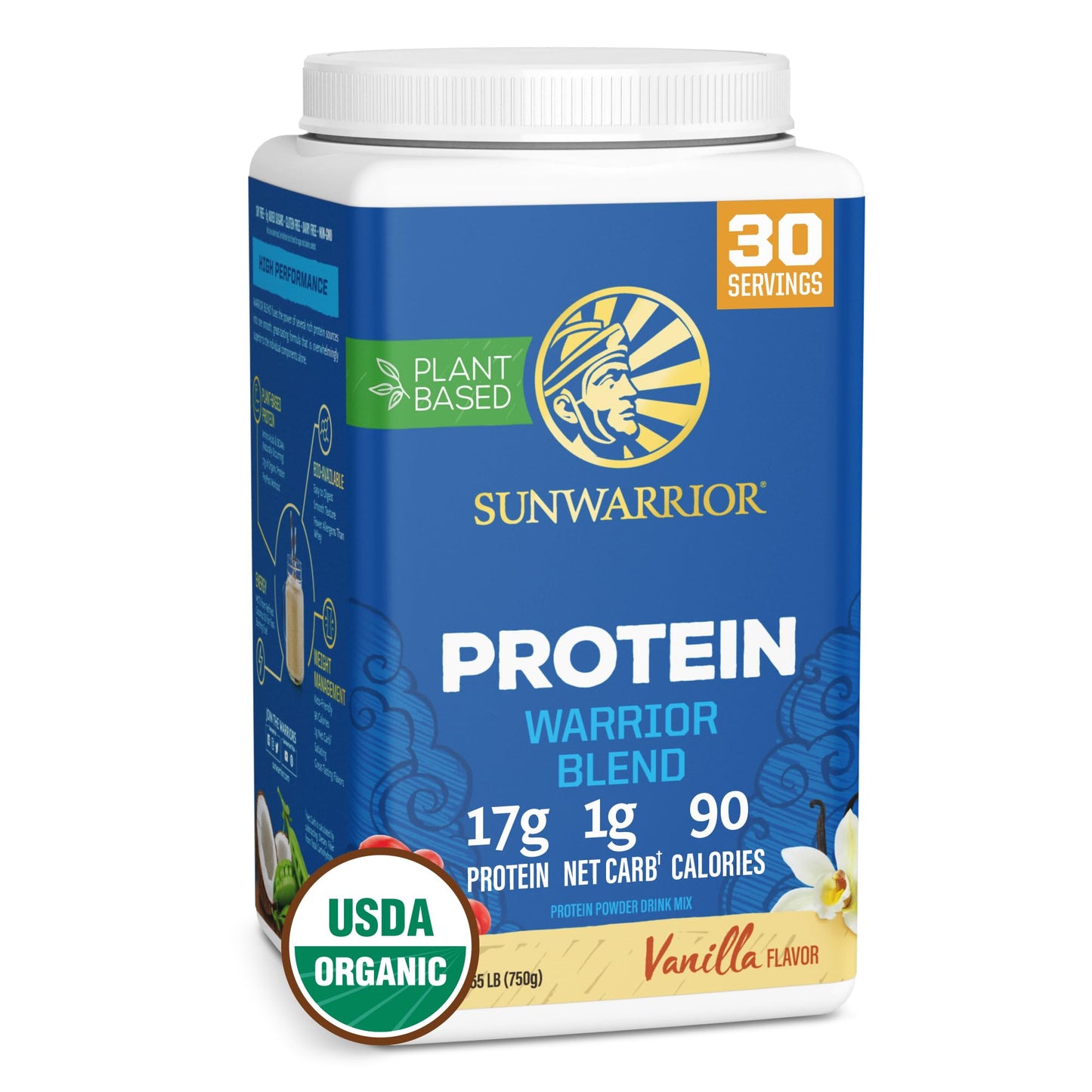 Organic Plant Based Protein Powder | Vegan Organic Protein Powder Vanilla Flavored with BCAA Amino Acids & Hemp Seed Pea Blend | Non-GMO Soy Dairy Filler & Gluten Free (Vanilla, 32 Servings) - Nirvana Guru