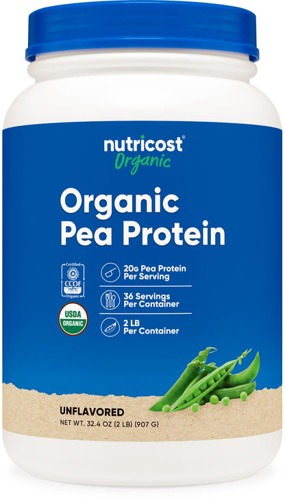 Nutricost Organic Pea Protein Isolate Powder (5LBS) - Unflavored, Certified USDA Organic, Protein from Plants, Vegetarian Friendly, Gluten Free, Non-GMO - Nirvana Guru