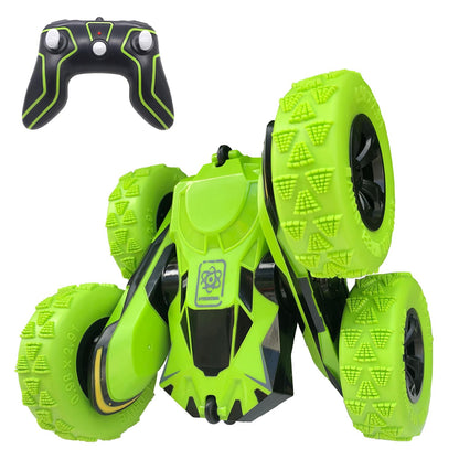 Threeking RC Stunt Cars Remote Control Car Double-Sided Driving 360-degree Flips Rotating Car Toy, Green Nirvana Guru