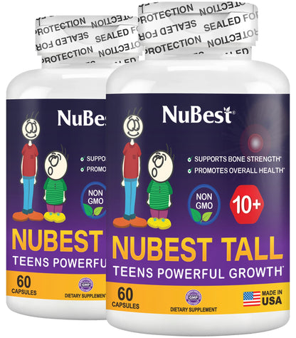 NuBest Tall 10+ Premium Bone Strength Formula, Enhanced Immunity and Overall Health for Age 10+ with Calcium, Vitamin D3, Vitamin K2, and Multivitamins | 60 Capsules | 1 Month Supply Nirvana Guru