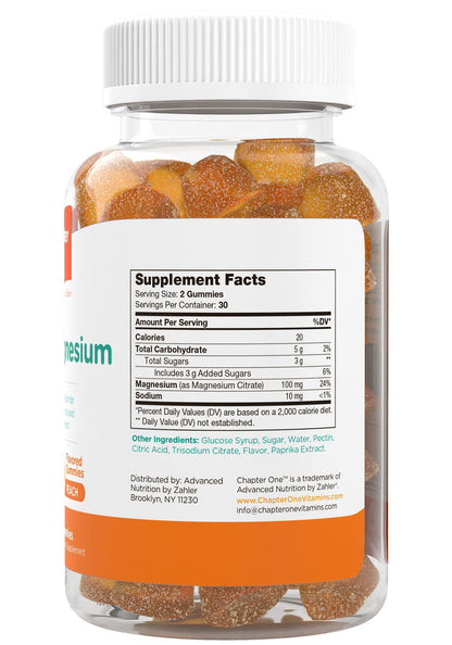 Chapter One Magnesium Gummies for Kids & Adults - Natural Calm Gummies - Calm Magnesium Citrate - Bone and Muscle Function Supplements for Kids & Adults - Mood Support, Kosher Apple Flavor (60) - Nirvana Guru