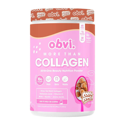 Obvi More Than Collagen Powder | Supports Healthy Hair, Skin, Nails, Joints, Gut | Grass-Fed Multi Collagen Supplement with Hyaluronic Acid, Biotin, Keratin | Cocoa Cereal, 30 Servings - Nirvana Guru