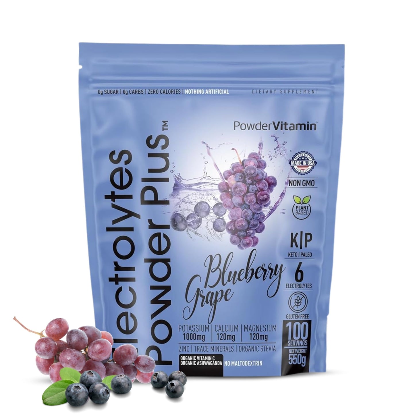 PowerVitamin Lemonade Electrolytes Powder No Sugar for Daily Energy - Keto Electrolytes - Hydration Powder with 1000mg Potassium, 120mg Calcium, Magnesium, Organic Vitamin C, 100 Servings