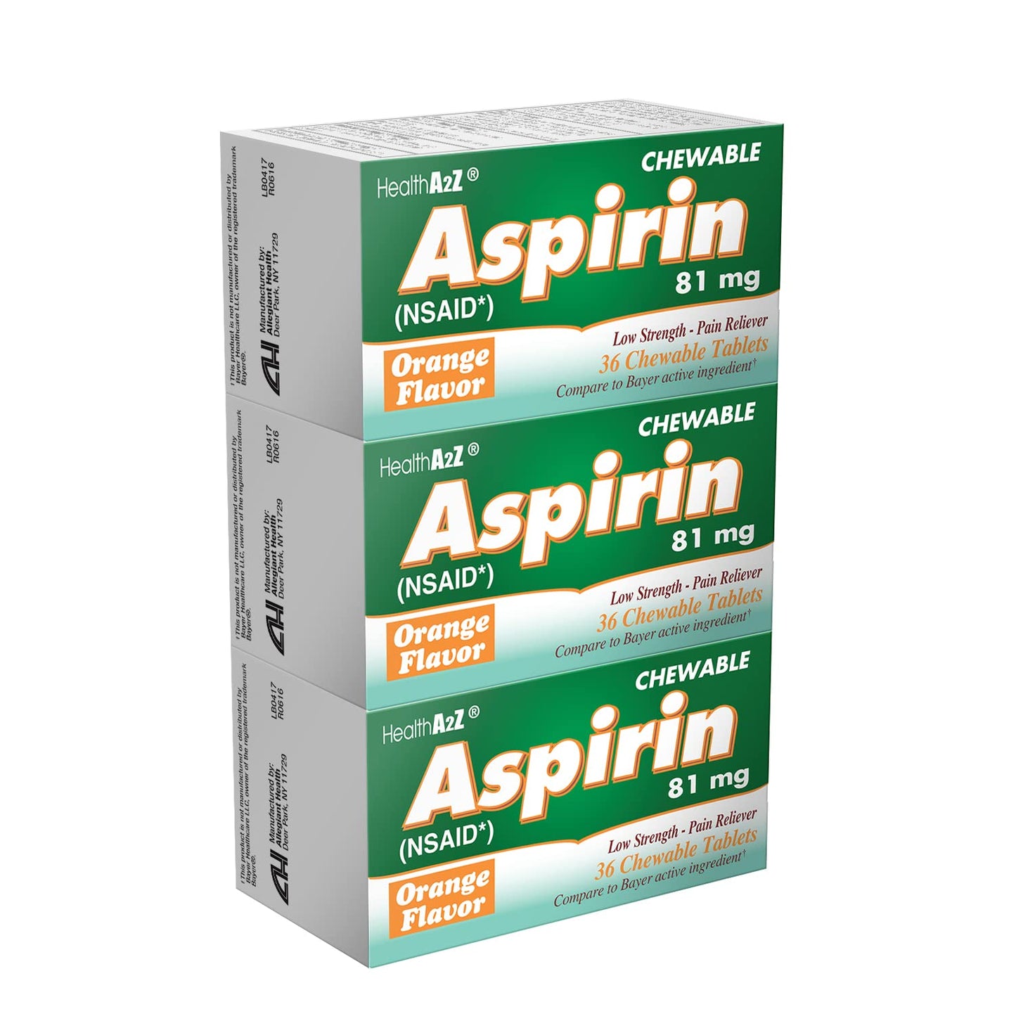 HealthA2Z® Aspirin 81 mg | Low Strength | Enteric Coated | Pain Relief | Reduces Minor Aches Muscle Pain & Cramps | Fever Reducer | Reduces Headache (365 Counts)