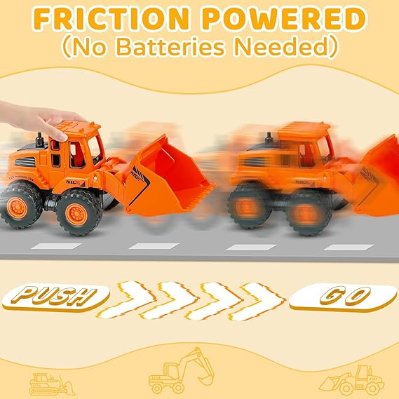 Beestech Construction Toys for 3 Years Old Boys Girls Kids, Friction Powered Construction Truck Toys Vehicles Sand Toys Trucks Excavator, Bulldozer, Road Roller (Colorful 4 Pack) nirvanaguru