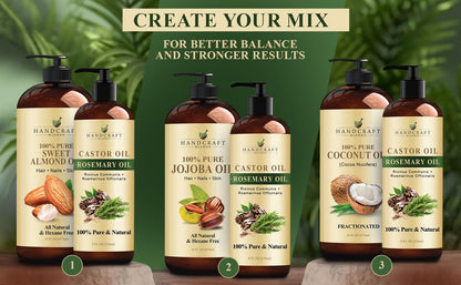 Handcraft Blends Organic Castor Oil - 16 Fl Oz - 100% Pure and Natural - Premium Grade Carrier Oil for Hair Growth, Eyelashes and Eyebrows - Hair and Body - Expeller-Pressed & Hexane-Free