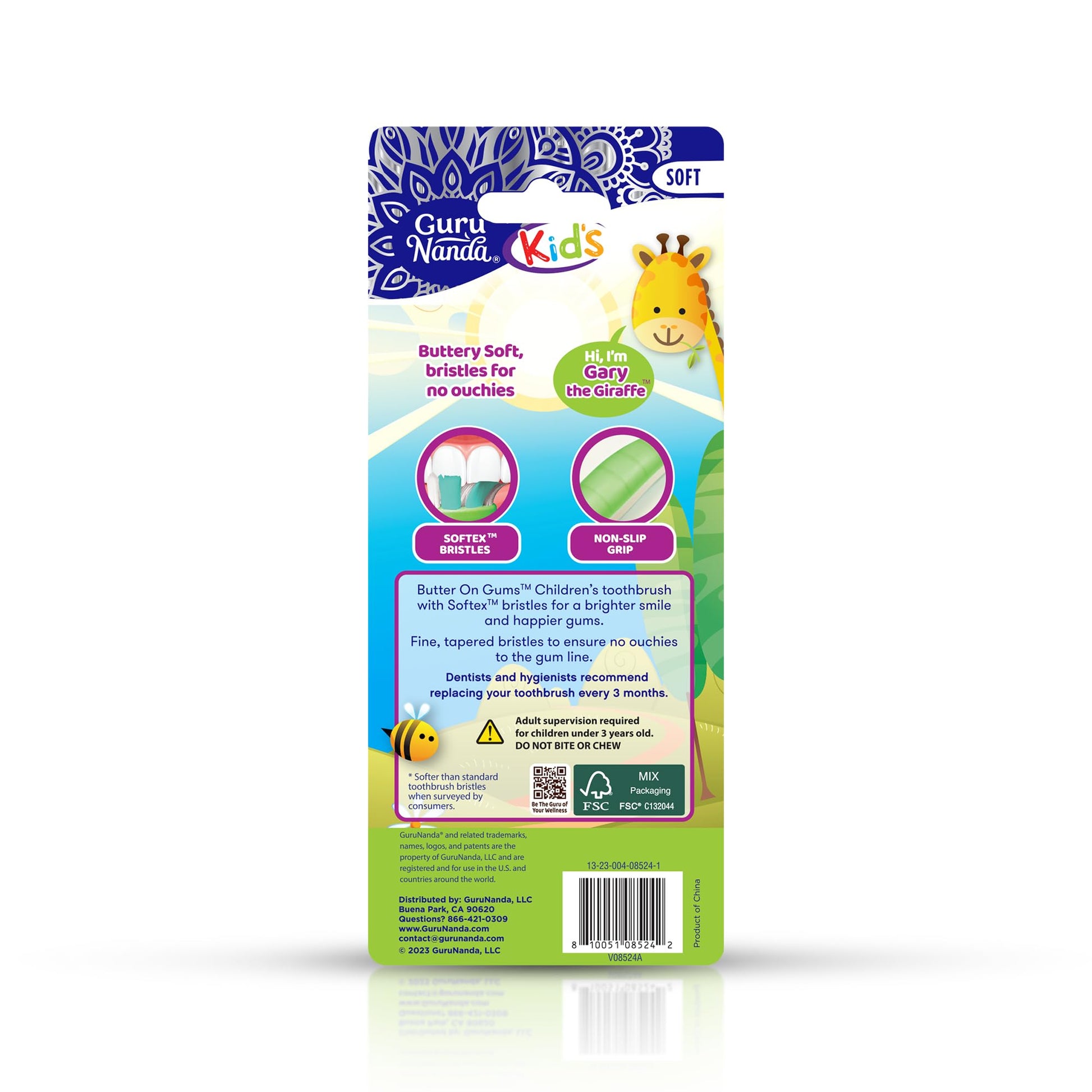 GuruNanda Kids Toothbrush with Suction Cup & Fun Animal Designs - Soft Bristles for Healthy Gums- Non-Slippery & Mess-Free Toothbrush, 3+ Age- 4 Count Nirvana Guru