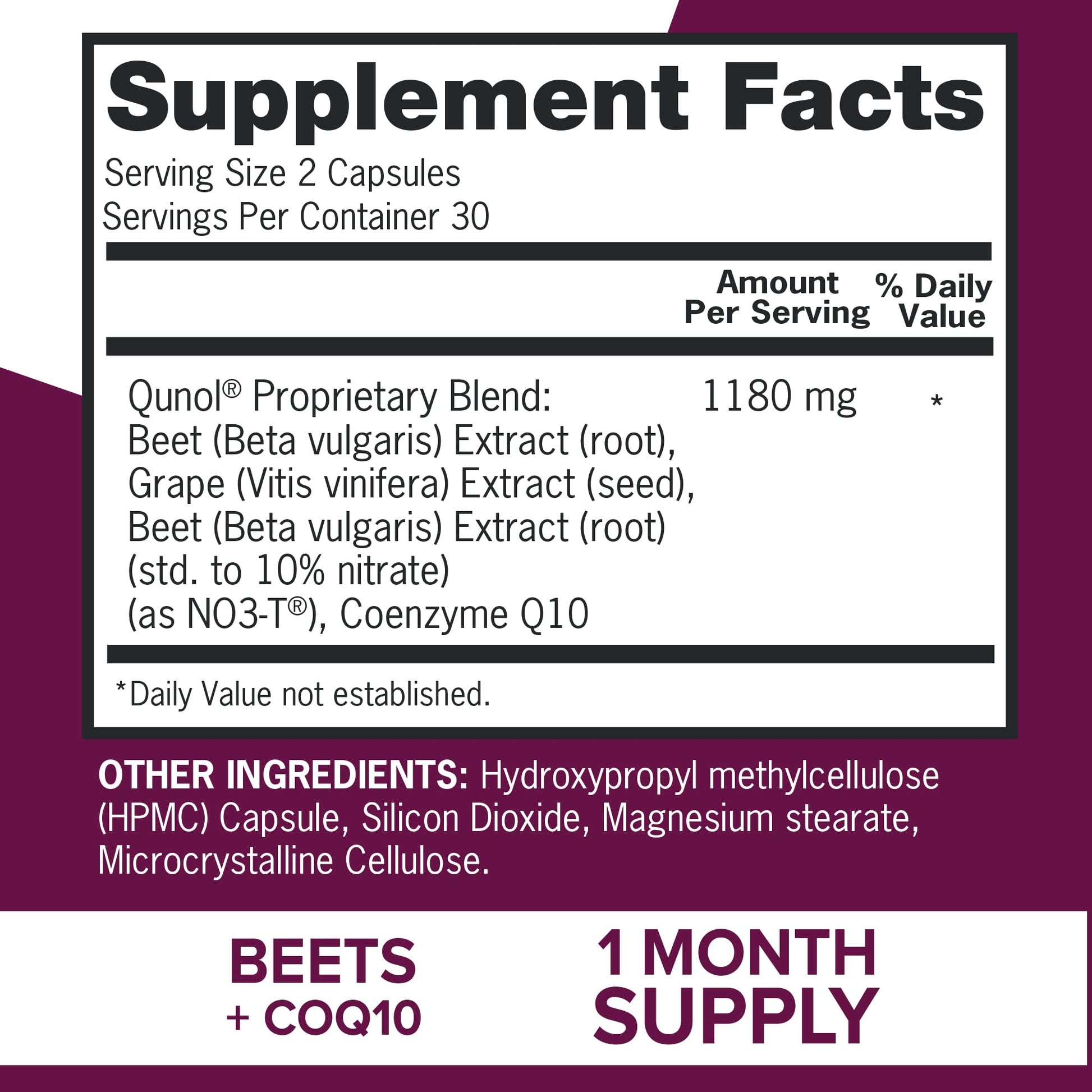 Qunol Blood Pressure Support, 3 in 1 Beets + CoQ10 + Grape Seed Extract, Beet Root Capsules That Supports Healthy Blood Circulation & Heart Healthy Energy, 60 Count (Pack of 1) - Nirvana Guru