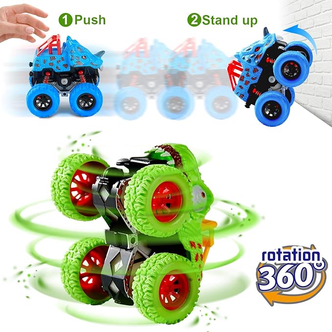 LODBY Dinosaur Toys for 2 3 4 5 Year Old Boys - Monster Truck Toys for Toddlers Boys Ages 2-4-6 - Push and Go Cars Dinosaur Toys for Kids 3-5 Year Old Boy Christmas Birthday Gifts nirvanaguru