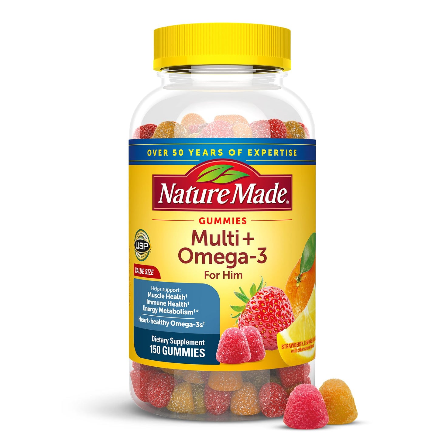 Nature Made Multivitamin for Him with Omega-3, Mens Multivitamins for Daily Nutritional Support, Multivitamin for Men, 80 Gummy Vitamins and Minerals, 40 Day Supply - Nirvana Guru
