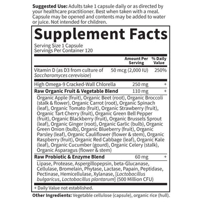 Garden of Life Vitamin D, Vitamin Code Raw D3, Vitamin D 2,000 IU, Raw Whole Food Vitamin D Supplements with Chlorella, Fruit, Veggies & Probiotics for Bone & Immune Health, 60 Vegetarian Capsules - Nirvana Guru