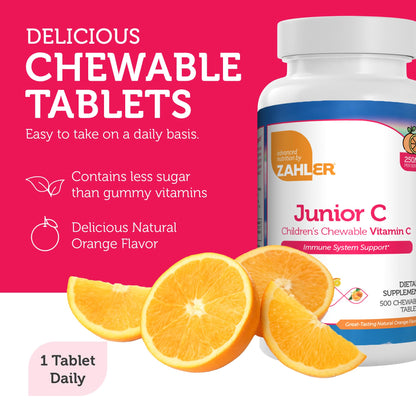 Zahler Junior C Advanced Chewable Vitamin C for Kids - Immune Support Kids Vitamins in Delicious Orange Flavor - Kosher Kids Vitamin C for Immunity - Vitamin C Chewable Antioxidant - (180 Count) - Nirvana Guru