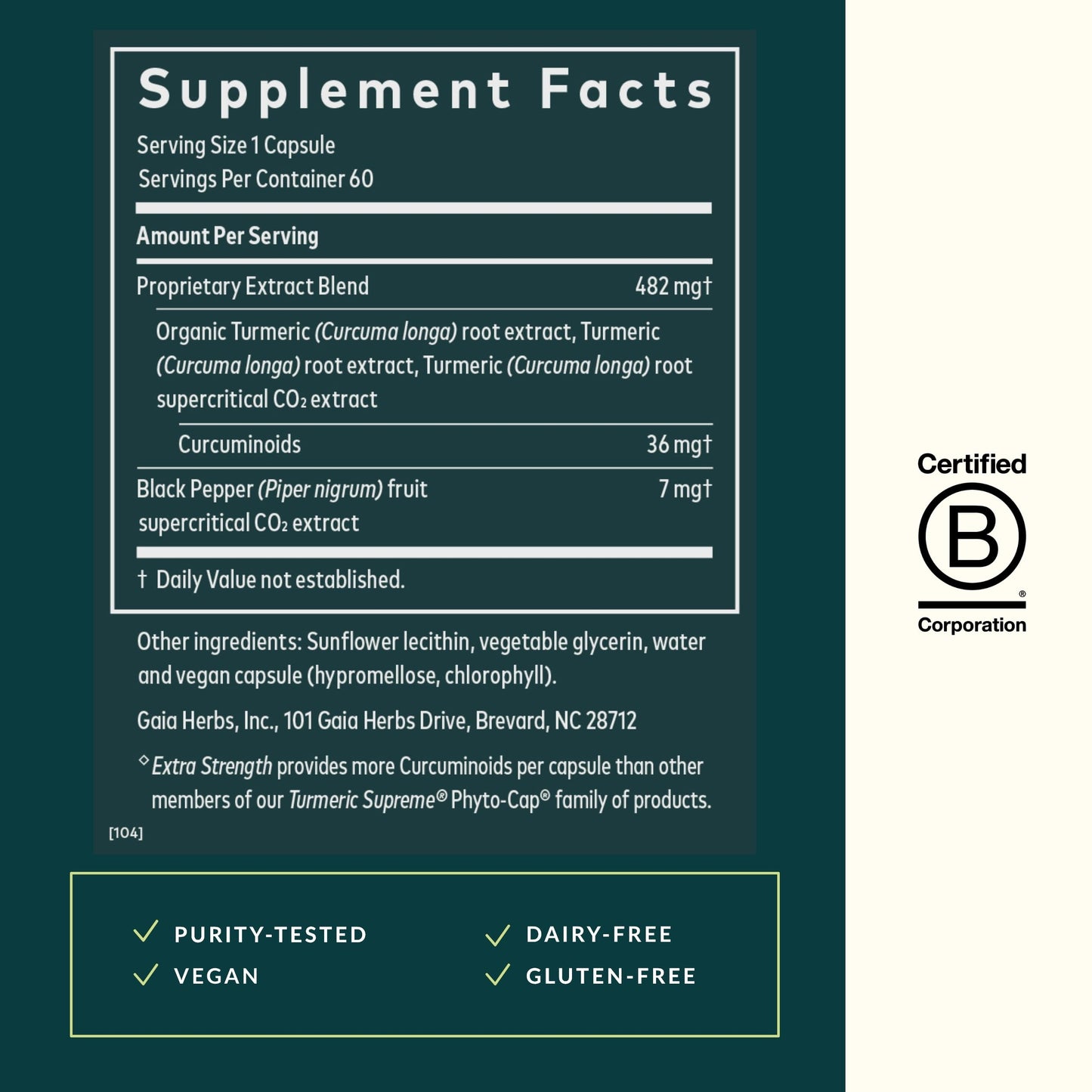 Gaia Herbs Turmeric Supreme Extra Strength - Supports Occasional Swelling from Normal Wear & Tear - with Turmeric Curcumin & Black Pepper - 60 Vegan Liquid Phyto-Capsules (Up to 60-Day Supply) - Nirvana Guru