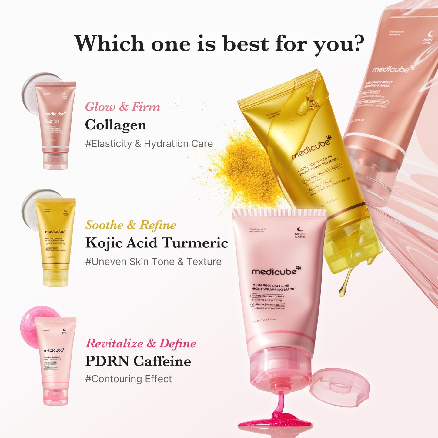 medicube PDRN Caffeine Overnight Wrapping Peel Off Facial Mask | Firming, Depuffing & Hydration | Salmon DNA + Caffeine + Collagen For Refined, Glass Skin & Face Contour Support | Korean Skin Care Nirvana Guru
