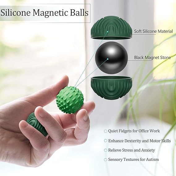 Silicone Magnetic Balls Fidget Toys for Adults & Teens,4PCS Stress Relief Sensory Toys for Autism ADHD Anxiety,Fun Textures Gadgets,Office Desk Toy,Stocking Stuffers for Women Men Teen Gift nirvanaguru