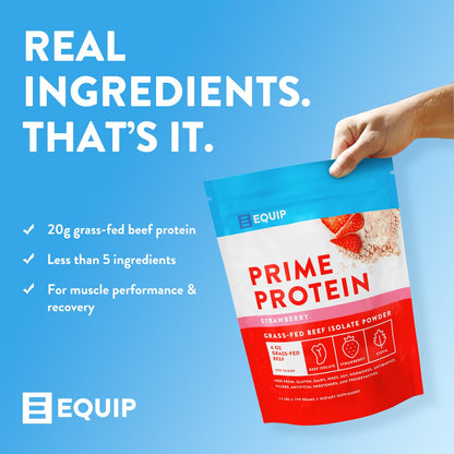 Equip Foods Prime Protein Powder | Clean, Grass Fed Beef Protein Isolate | Carnivore Protein Powder | Paleo, Keto Friendly | Gluten, Dairy Free | Helps Build & Repair Tissue | 30 Servings, Chocolate