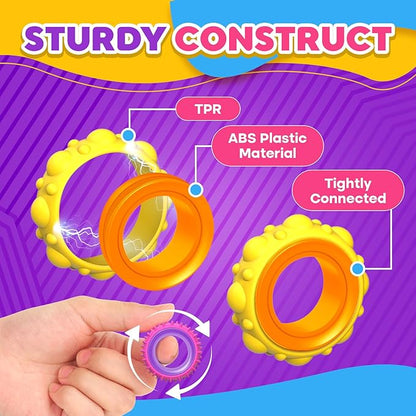 Fidget Toys Sensory Rings for Kids: 12 Pack Finger Spinner Rings - Texture Stress Toys for Kids Autism Calming - Fun Fidgets for Student Classroom Prize Stocking Stuffers nirvanaguru