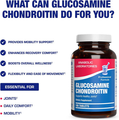 Advanced Glucosamine and Chondroitin for Adults - Clinical Formula Naturally Derived Bone Joint Tendon and Ligament Supplement with High Strength Glucosamine Complex - Up to 180 Day Supply Nirvana Guru