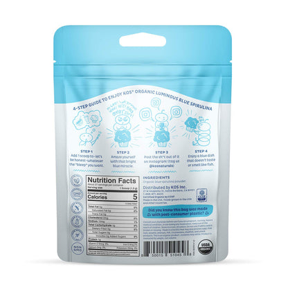 KOS Calming Blue Spirulina Blend- USDA Certified Organic - Algae Superfood Powder with Ashwagandha Root, Lemon Balm, Reishi Mushroom, B Vitamins - Berry Coconut Cooler Flavor, 28 Servings - Nirvana Guru