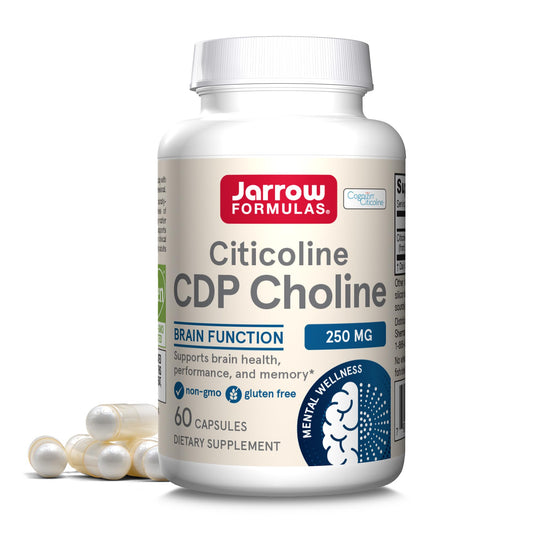 Jarrow Formulas Citicoline CDP Choline 250 MG, CDP Choline Supplement Supports Brain Health, Performance and Memory, 120 Capsules, Up to a 120 Day Supply - Nirvana Guru