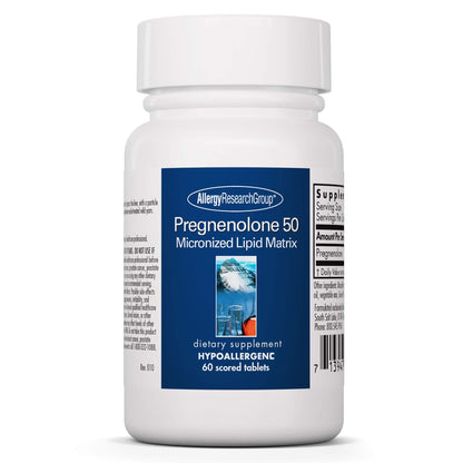 Allergy Research Group Pregnenolone Supplement - Progesterone Supplements 50mg, Hormone & Stress Support, Made from Non-GMO Wild Yam, Micronized Lipid Matrix, Plant-Sourced, Scored Tablets - 60 Count Nirvana Guru