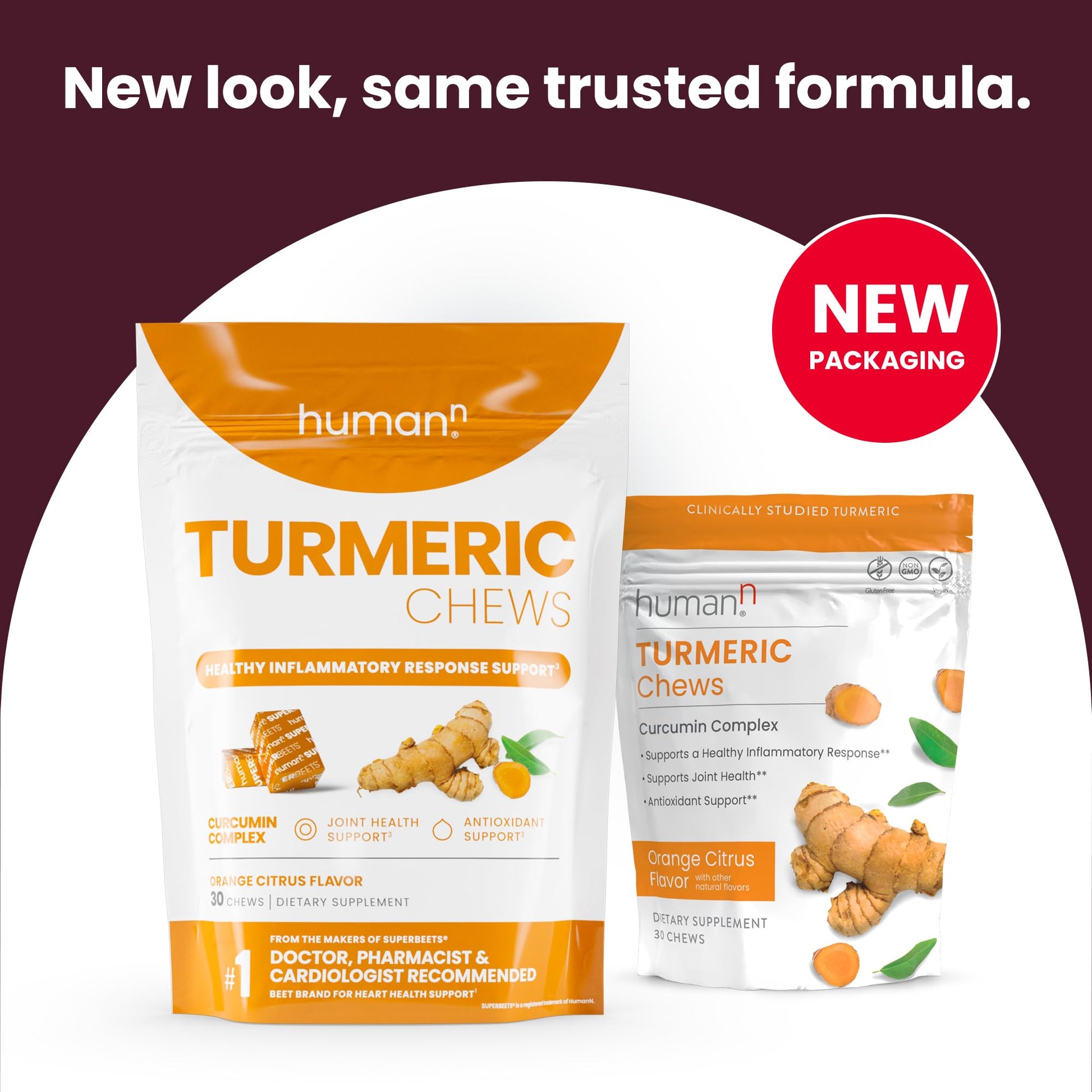 HumanN Turmeric Chews Supplement – Clinically Studied High Absorption Curcumin Complex - Orange Citrus Flavor – from SuperBeets Makers – Joint Health – 30 Count - Nirvana Guru
