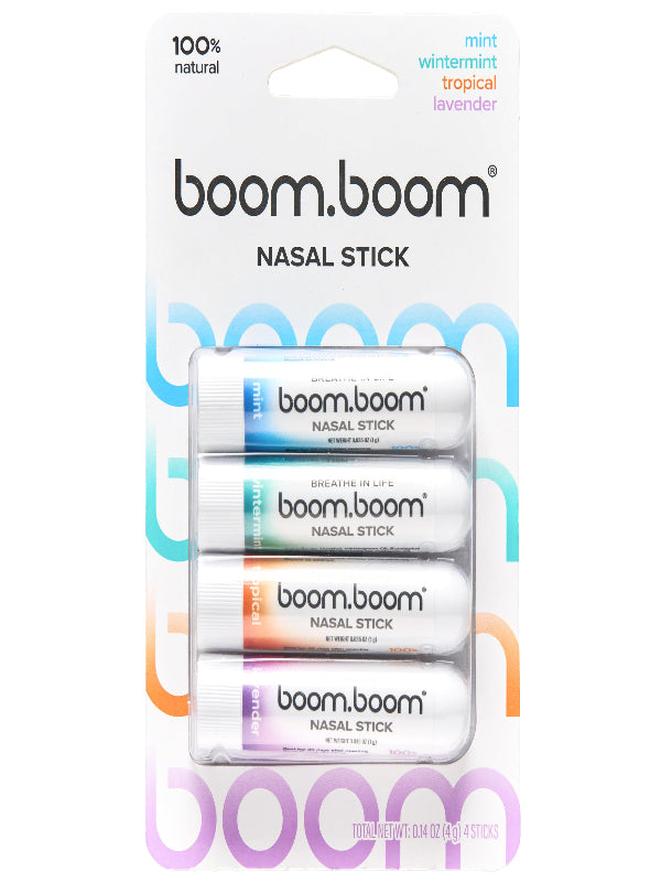 BoomBoom Nasal Stick | Vapor Flow Technology | Cool Refreshing Sensation | Natural Mood Boost | Simple Ingredients | Essential Oils + Menthol Inhaler (Mint, Wintermint, Tropical, Lavender) Nirvana Guru