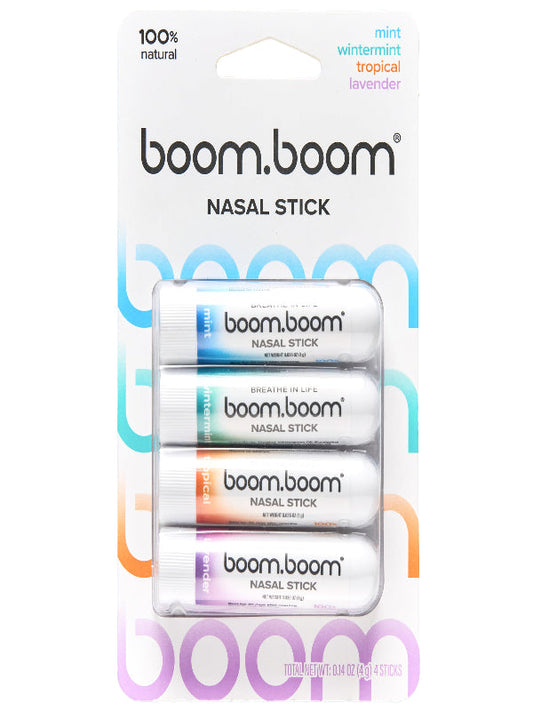 BoomBoom Nasal Stick | Vapor Flow Technology | Cool Refreshing Sensation | Natural Mood Boost | Simple Ingredients | Essential Oils + Menthol Inhaler (Mint, Wintermint, Tropical, Lavender) Nirvana Guru