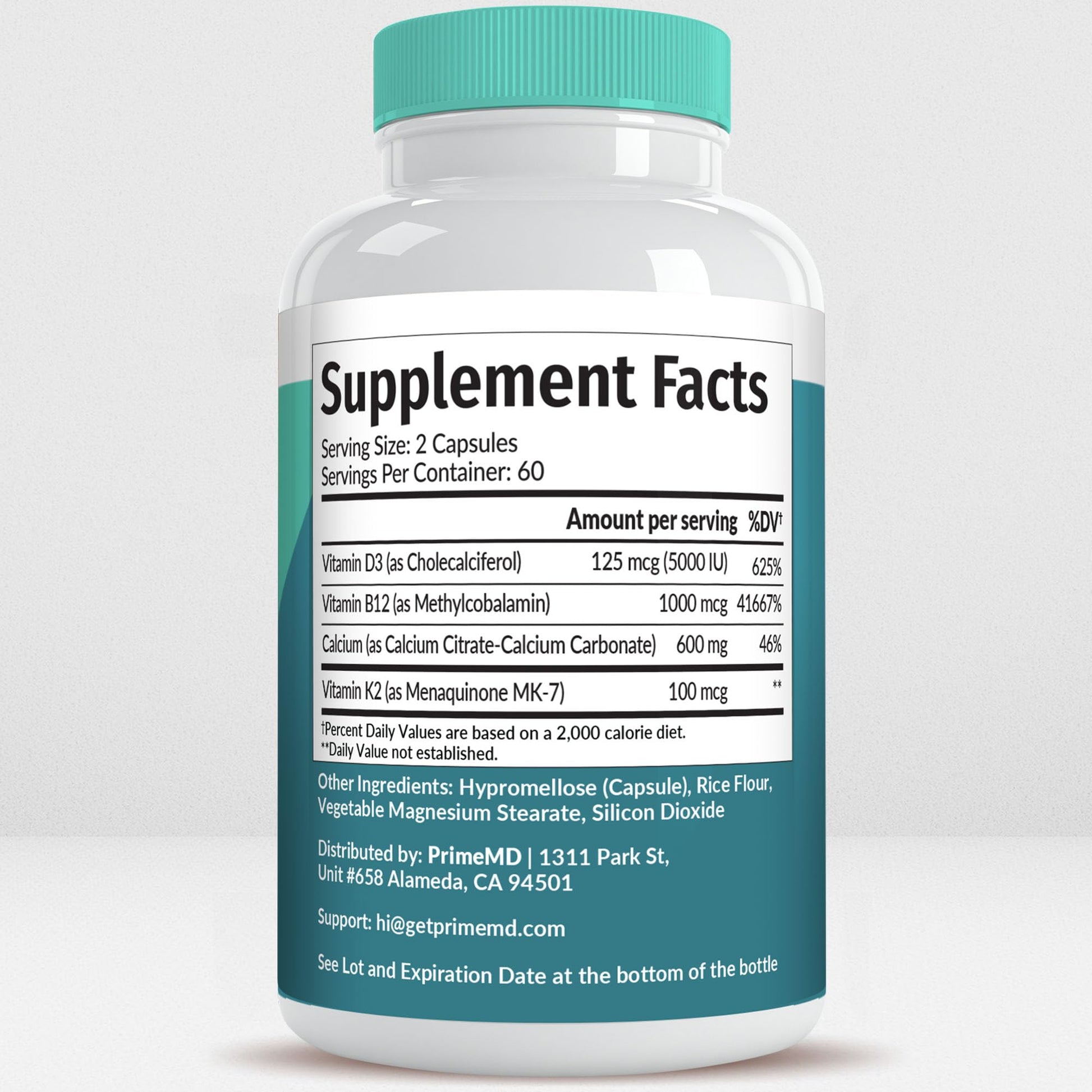 4-in-1 Calcium 1200mg with Vitamin D3 - Calcium Supplement for Women and Men with Vitamin K2 B12 5000 IU - Extra Strength Calcium Citrate for Bone and Heart Support (120ct) Nirvana Guru