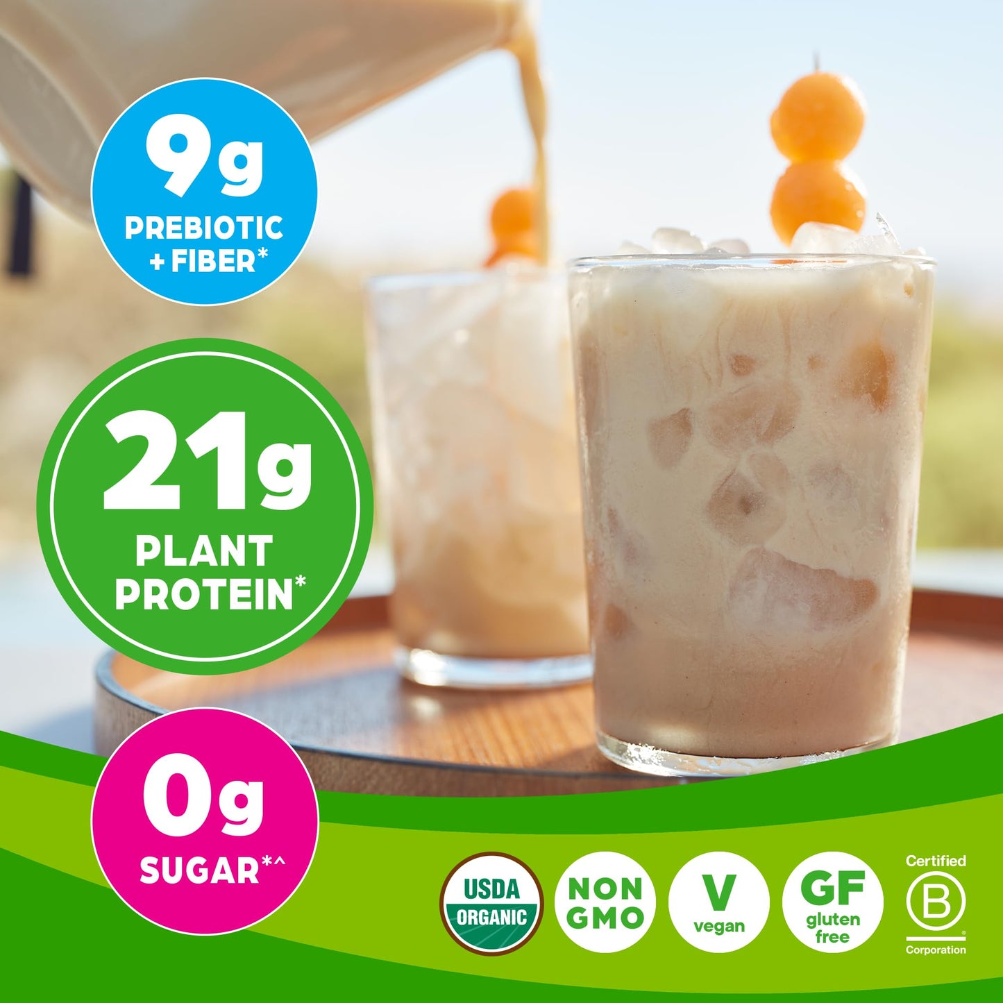Orgain Organic Vegan Protein Powder, Vanilla Bean - 21g Plant Protein, 4g Prebiotic Fiber, No Lactose Ingredients, No Added Sugar, Non-GMO, For Shakes & Smoothies, 2.03 lb (Packaging May Vary)