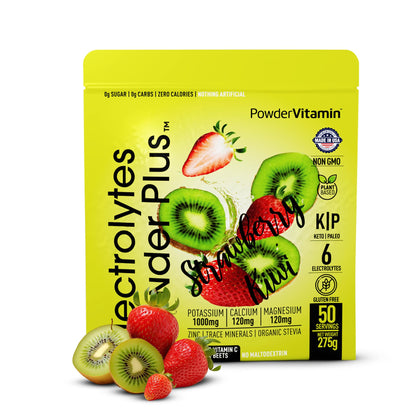 PowerVitamin Lemonade Electrolytes Powder No Sugar for Daily Energy - Keto Electrolytes - Hydration Powder with 1000mg Potassium, 120mg Calcium, Magnesium, Organic Vitamin C, 100 Servings