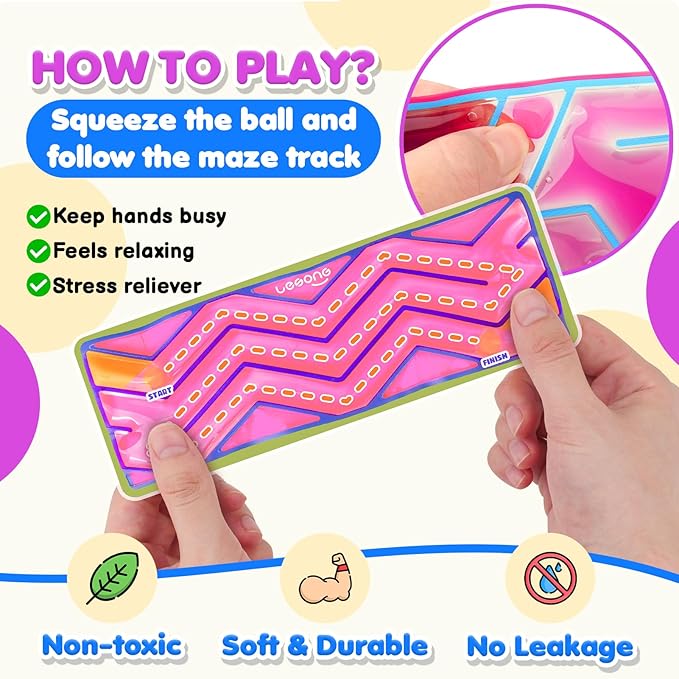 Squishy Sensory Fidget Autism Toys for Kids: Sensory Toys for Sepcial Need 6 Pack Maze - Quiet Fidget Sensory Filled Goo for Calming Down Classroom, Adult Office,Travel Essentials nirvanaguru