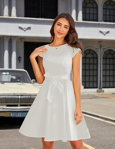 Dressystar Women's Vintage Cap Sleeve A Line Cocktail Party Dress 1950s Retro Rockabilly Prom Swing Dresses nirvanaguru