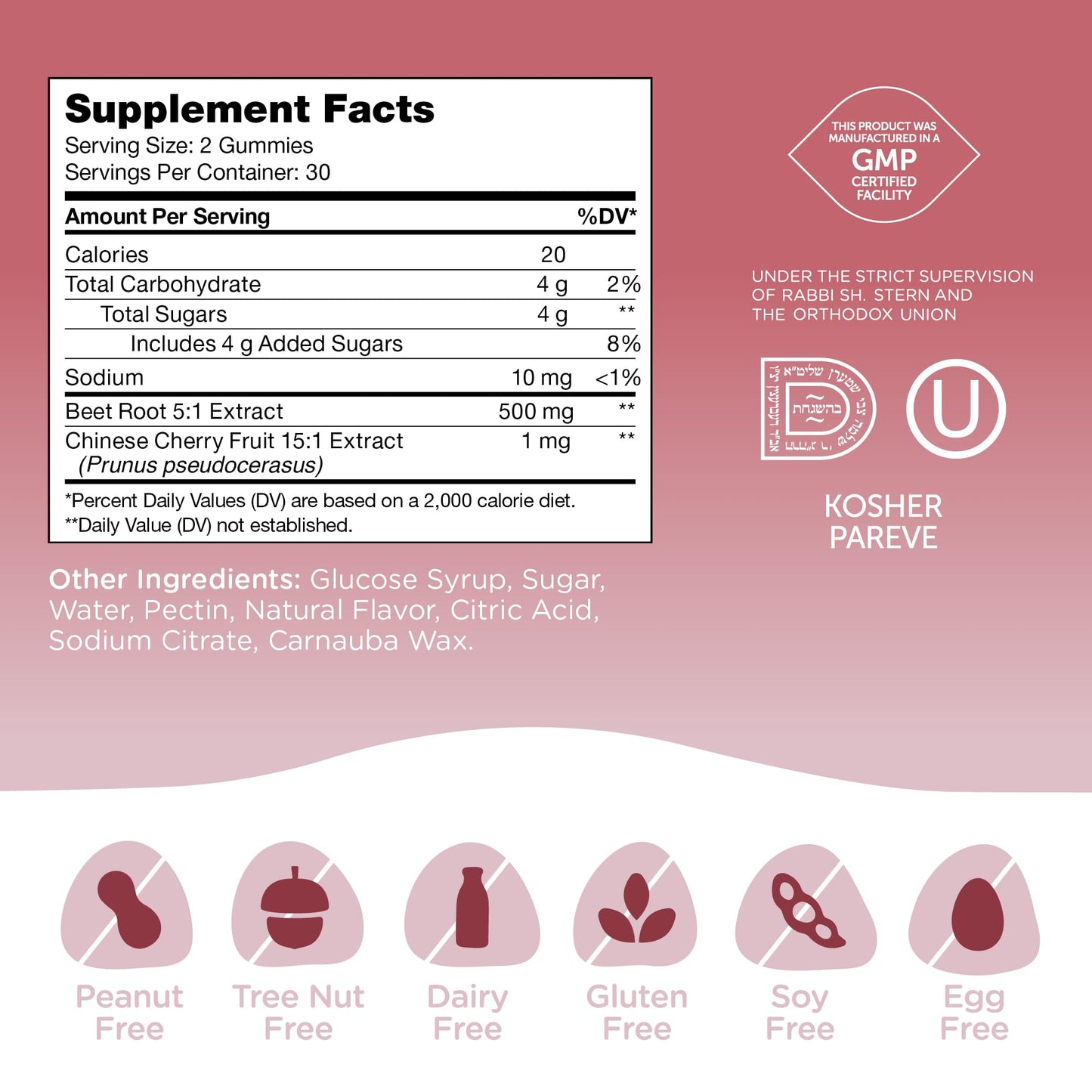 Zahler Beet Root Gummies with Cherry Fruit Extract - 500mg Beet Gummies for Adults - Dark Cherry Flavor - Supports Blood & Nitric Oxide Flow - Vegetarian Kosher Non GMO Beetroot Gummies - 60 Count - Nirvana Guru