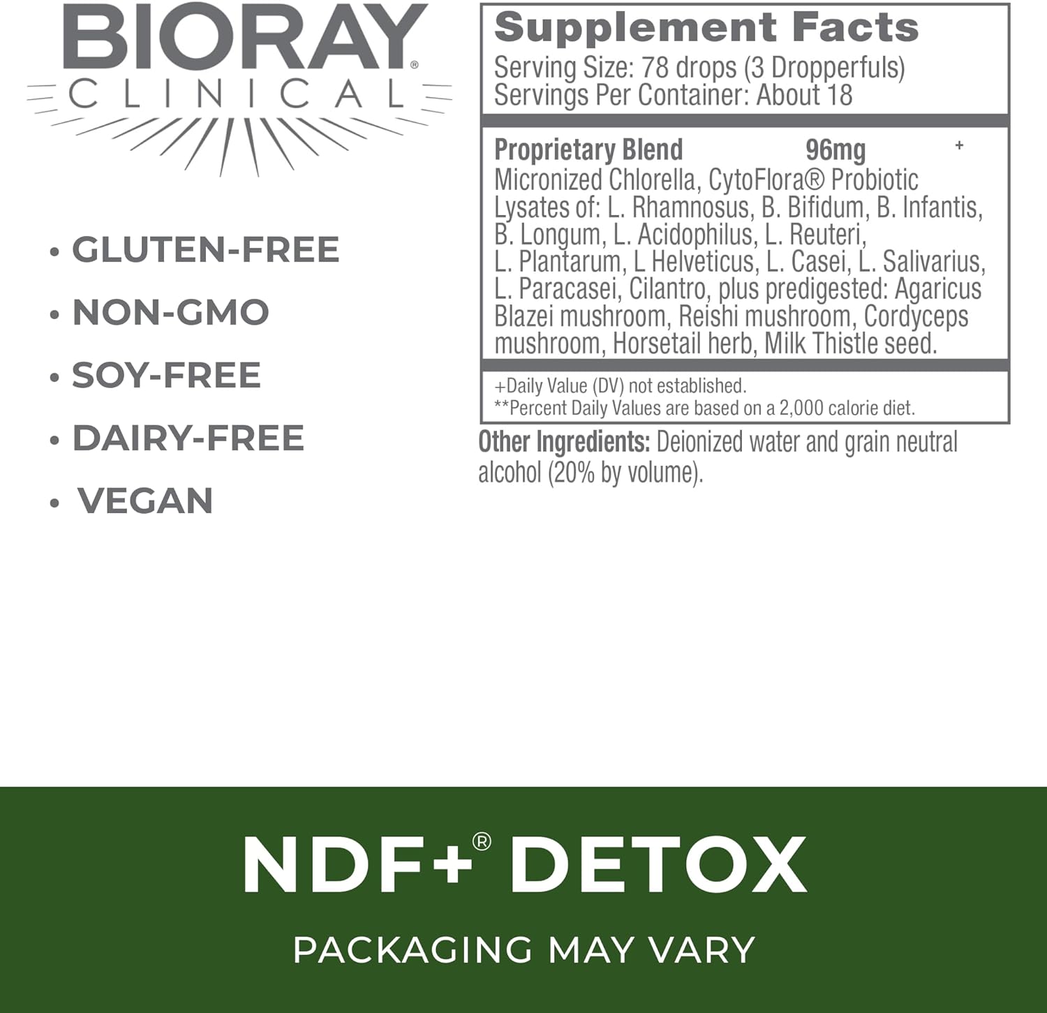 BIORAY Clinical NDF Plus - 1 fl oz - Naturally Removes Toxins from The Body - Non-GMO, Vegetarian, Gluten Free Nirvana Guru