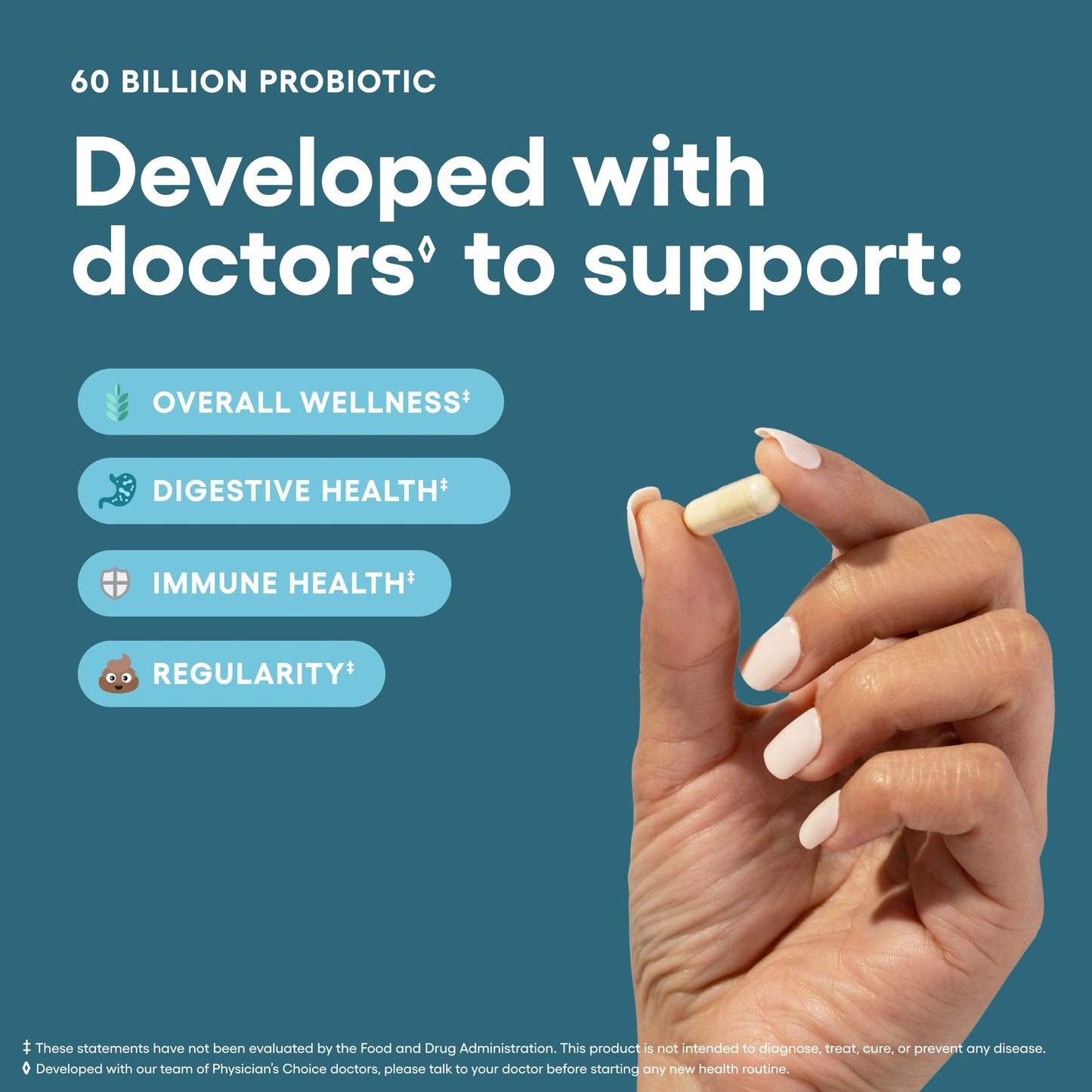 Physician's CHOICE Probiotics 60 Billion CFU - 10 Strains + Organic Prebiotics - Immune, Digestive & Gut Health - Supports Occasional Constipation, Diarrhea, Gas & Bloating - for Women & Men - 60ct Nirvana Guru