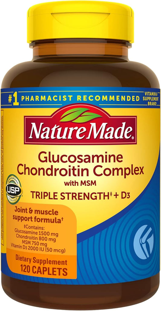 Nature Made Glucosamine Chondroitin Complex with MSM, Dietary Supplement for Joint Support, 120 Caplets, 60 Day Supply - Nirvana Guru