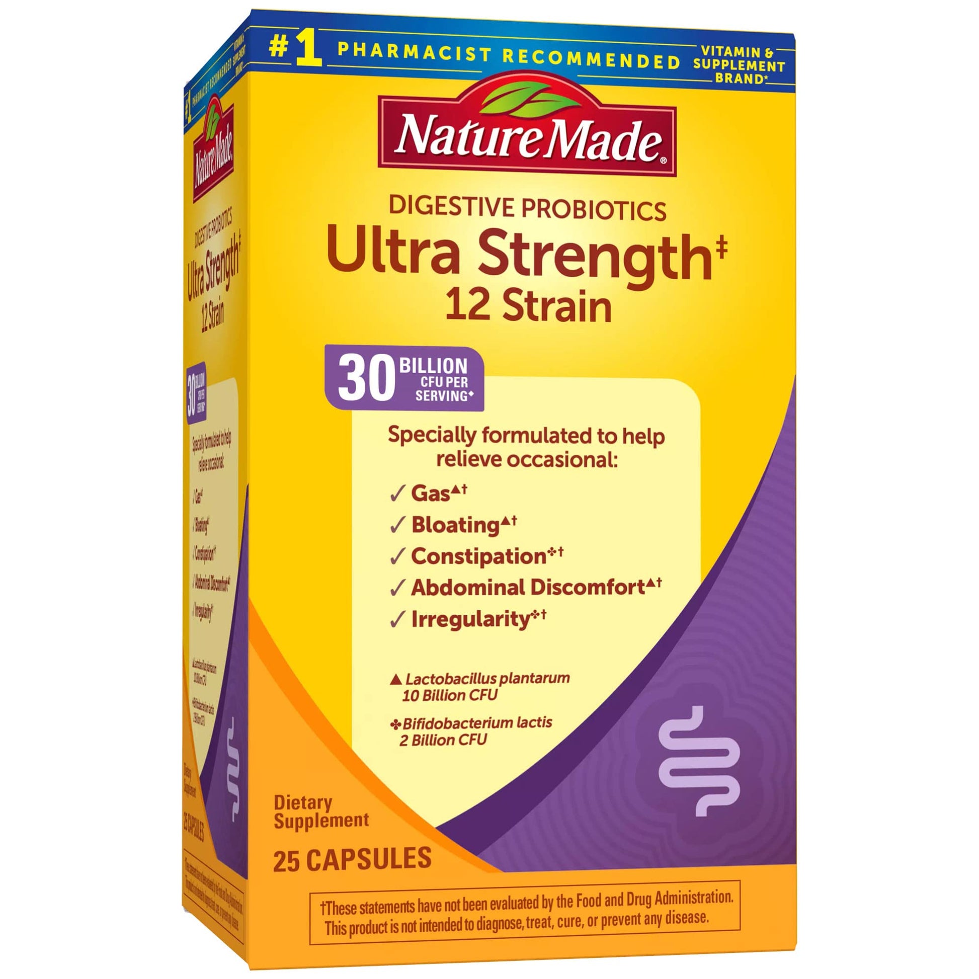 Nature Made Ultra Strength 12 Strain Digestive Probiotics, Probiotics for Women and Men, 25 Probiotic Capsules, 25 Day Supply - Nirvana Guru