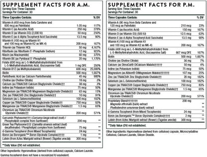 THORNE Multi-Vitamin Elite - Daily Nutritional Supplement - AM Formula Supports Cellular Energy Production and PM Formula Supports Restful Sleep* - Gluten-Free, Dairy-Free - 180 Capsules - 30 Servings - Nirvana Guru