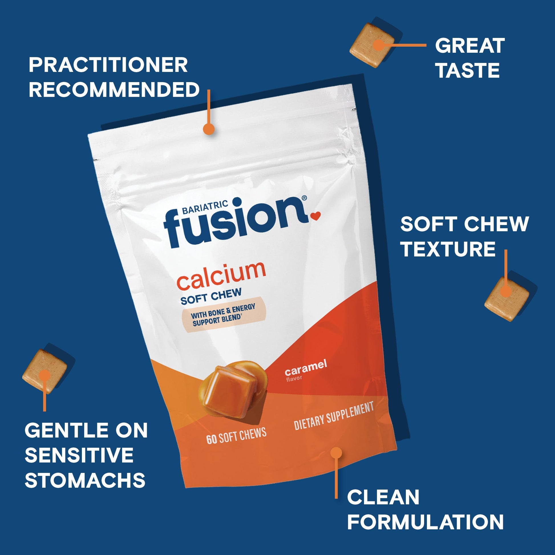 Bariatric Fusion Bariatric Calcium Chews | Calcium Citrate with Vitamin D3 Calcium Supplement Bariatric Vitamin | Sugar Free Calcium Citrate Chewable | Calcium Citrate 500mg | Caramel | 60 Count Nirvana Guru