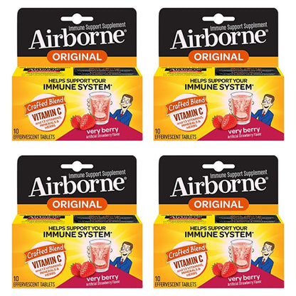 Airborne Very Berry Effervescent Tablets, 10 Count - 1000mg of Vitamin C - Immune Support Supplement (Packaging May Vary) (Pack of 3) Nirvana Guru