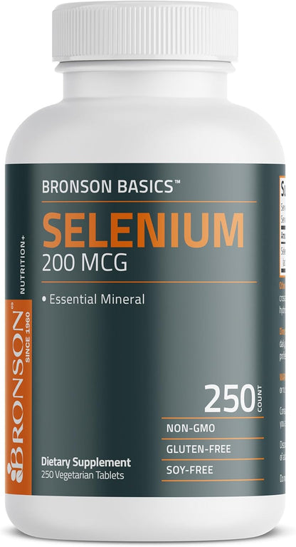 Bronson Selenium 200 mcg Immune & Antioxidant Support Essential Mineral, 250 Vegetarian Tablets Nirvana Guru