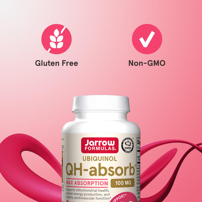 Jarrow Formulas® QH-Absorb®, 100 mg, Ubiquinol Dietary Supplement for Healthy Cardiovascular Function, 120 Softgels, 120 Day Supply - Nirvana Guru