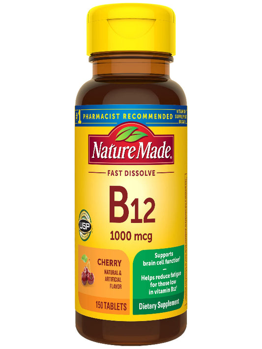 Nature Made Vitamin B12 1000 mcg, Easy to Take Sublingual B12 for Energy Metabolism Support, 150 Sugar Free Fast Dissolve Tablets, 150 Day Supply - Nirvana Guru