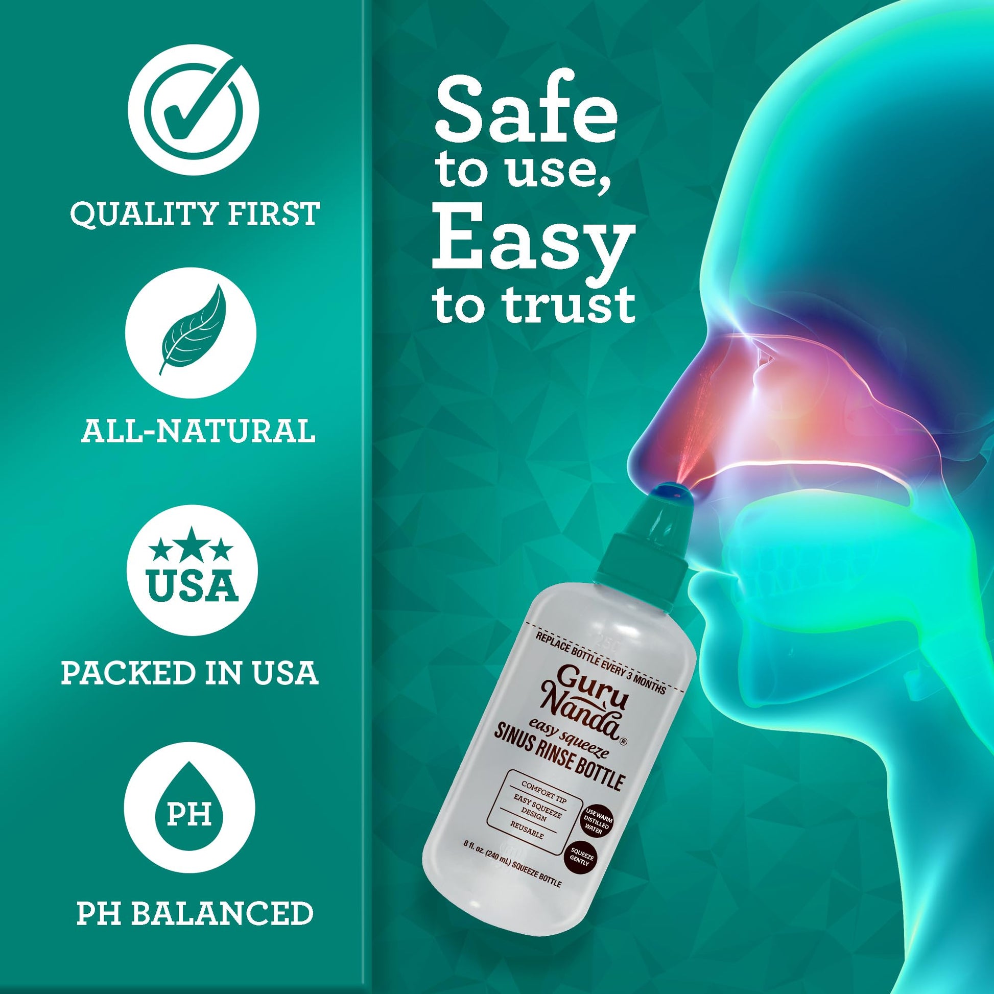 GuruNanda PreMixed Saline Packets for Nasal Rinse (120 Count), All Natural Sinus Rinse Packets to Help with Allergies & Congestion Relief, 0.08oz Each Nirvana Guru