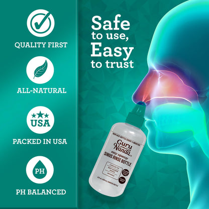 GuruNanda PreMixed Saline Packets for Nasal Rinse (120 Count), All Natural Sinus Rinse Packets to Help with Allergies & Congestion Relief, 0.08oz Each Nirvana Guru