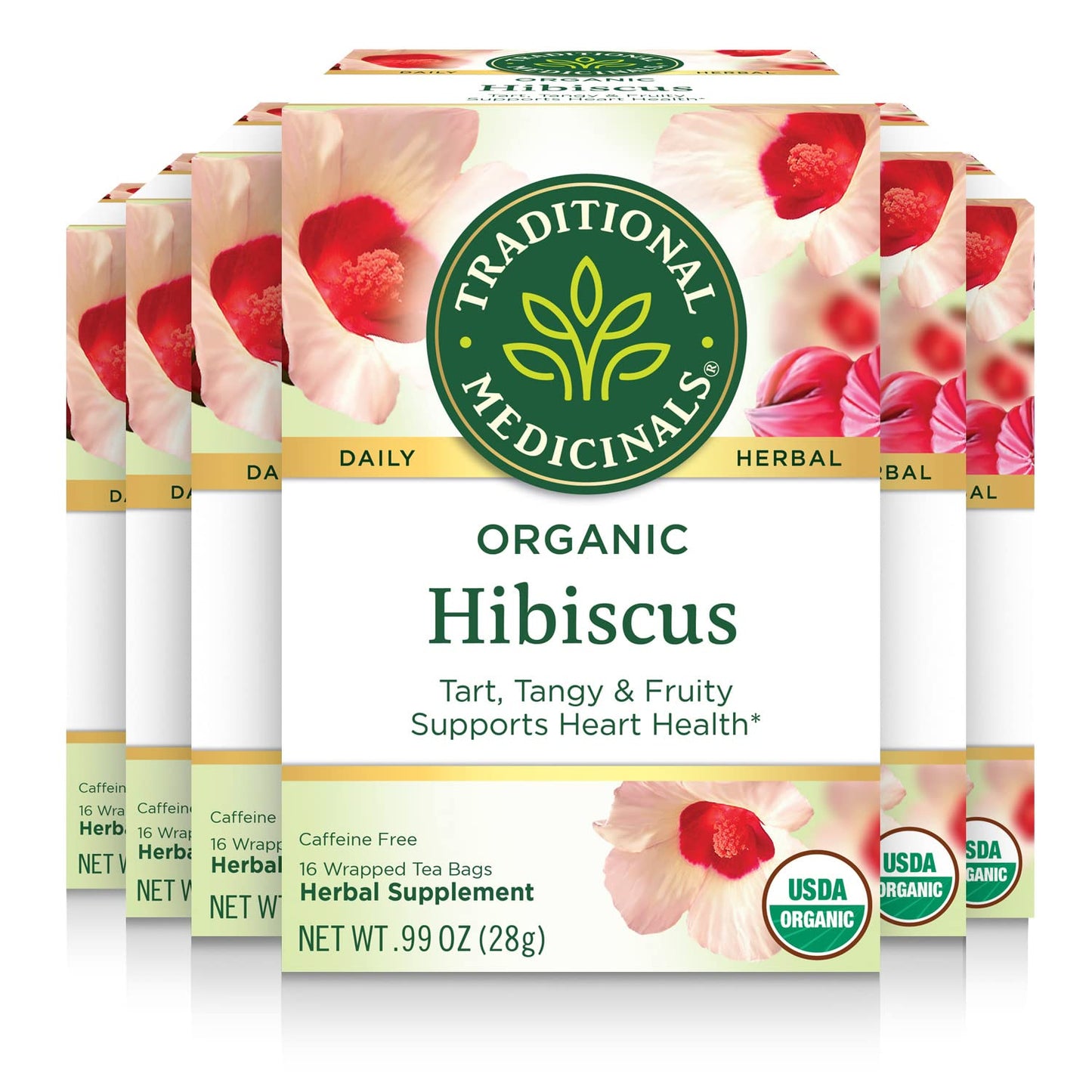 Traditional Medicinals - Organic Hibiscus Herbal Tea (6 Pack) - Supports Heart Health - 96 Tea Bags Total - Nirvana Guru