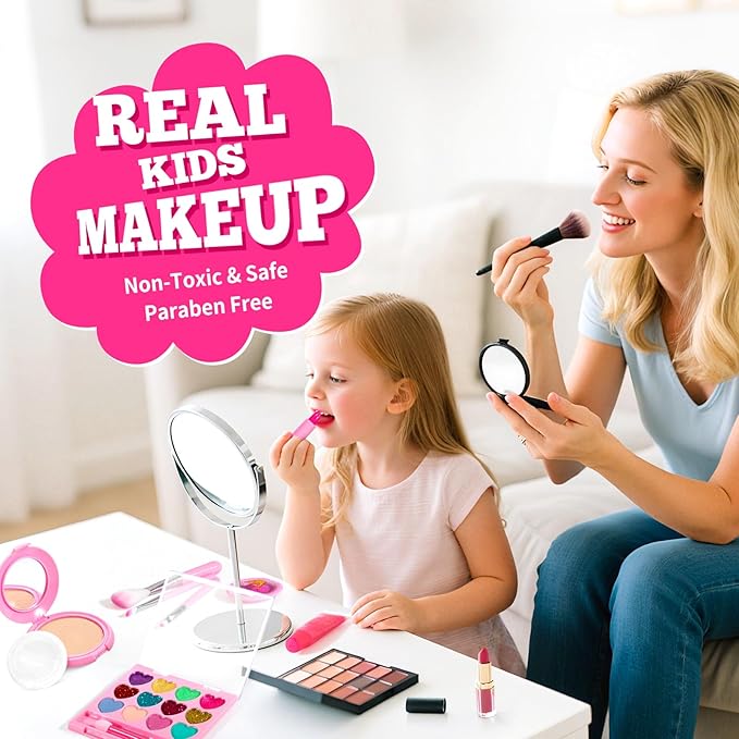 ULOVEME Kids Real Makeup Kit for Girls with Fluffy Purse - Real, Non Toxic, Washable Make Up Toy - Umicorn Toys Gift for 3 4 5 6 7 8 Years Old Girls Birthday (Pink Umicorn) nirvanaguru